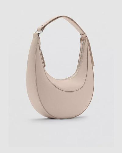 Leather shopper bag with stitching
